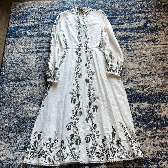 Erdem Women's White Kendrick Pintucked Floral-print Linen Midi Dress - Picture 11 of 15